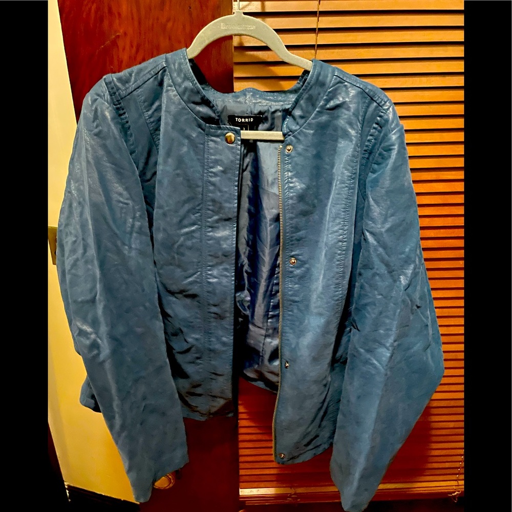 Women’s Plus Teal Blue Moto Jacket